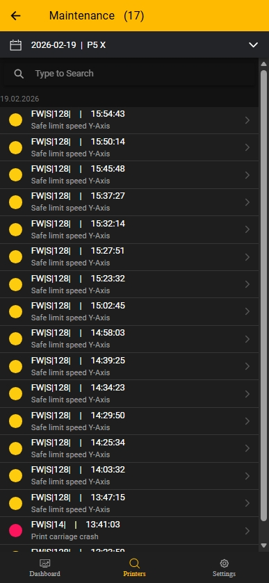 Mobile maintenance list
